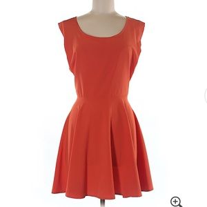 Orange fit and flare dress